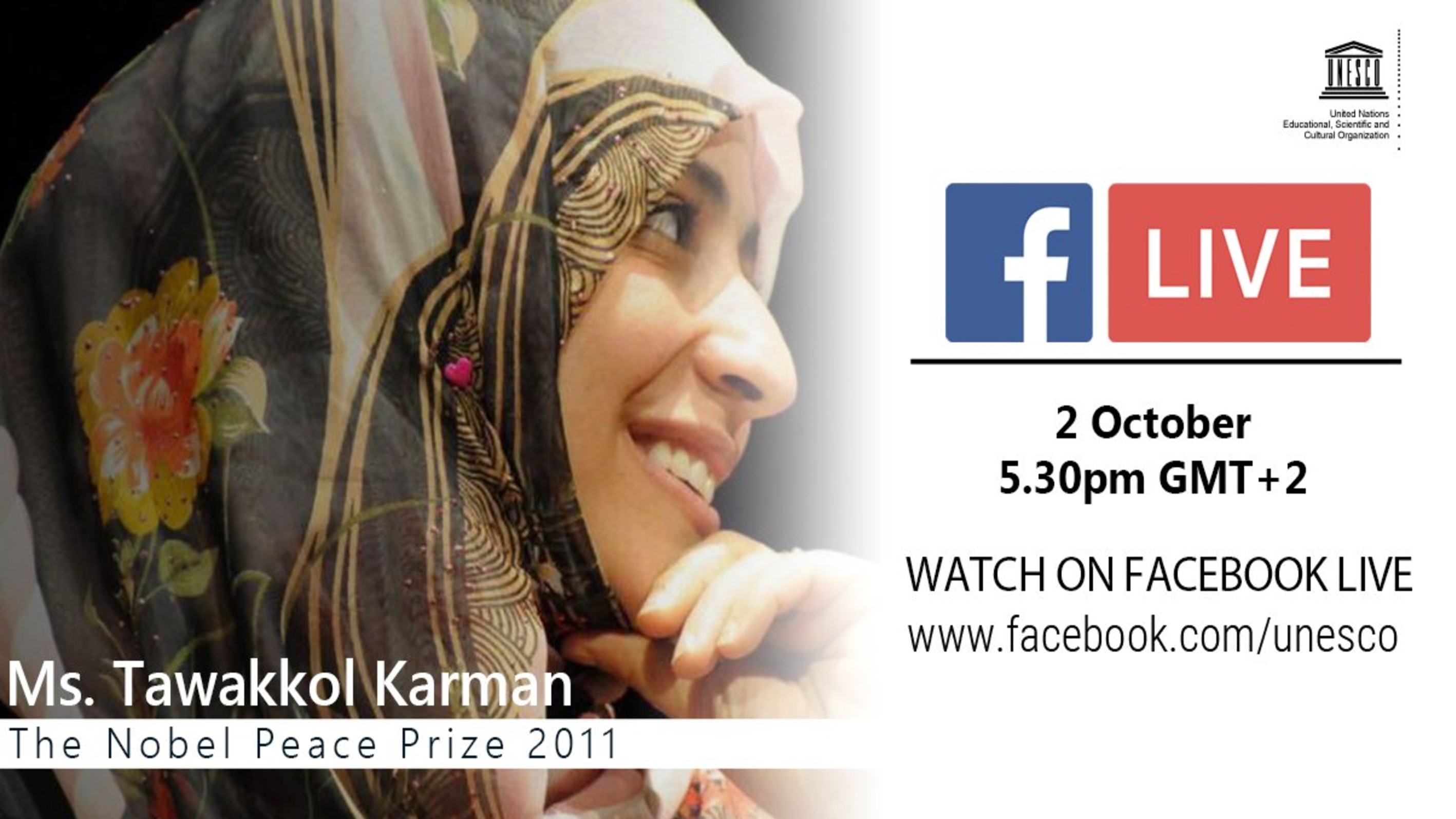 UNESCO’s live interview with Tawakkol Karman on Gandhi’s Day 